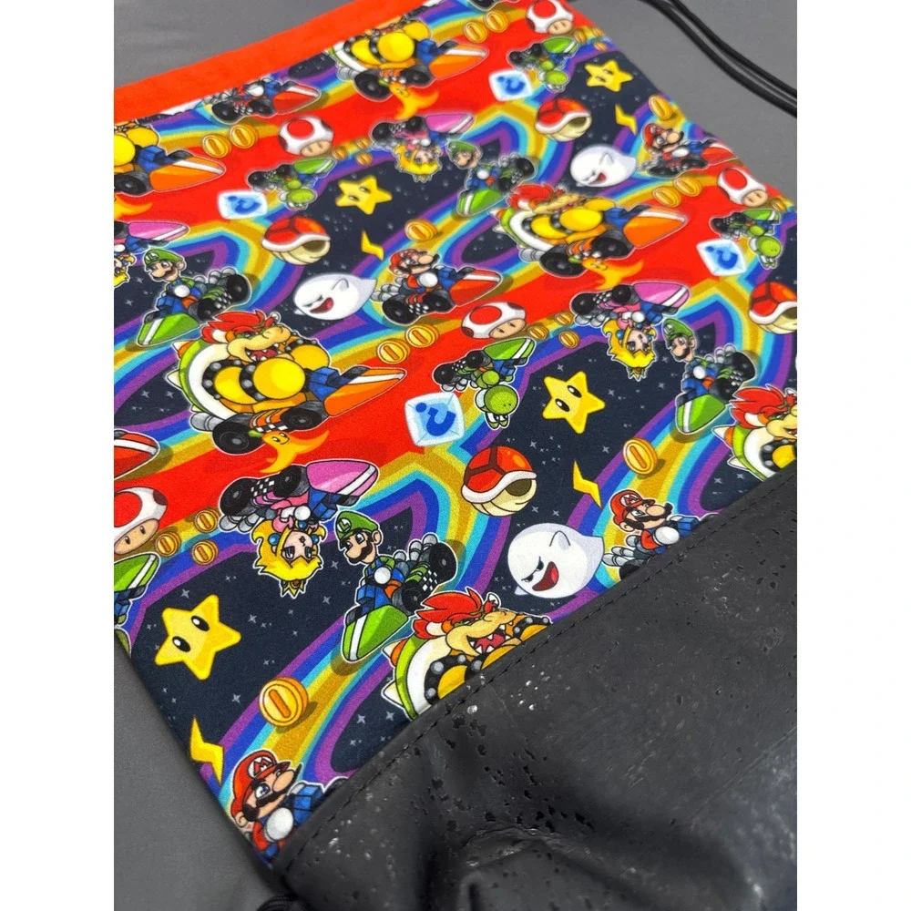 Mario Kart Rainbow Road Drawstring Backpack Handmade Cinch Bag New